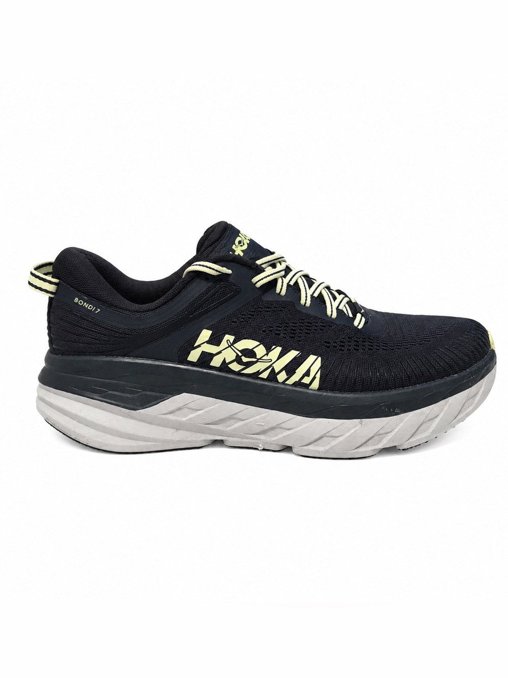 Hoka One One Bondi 7 Mens Running Shoes Black Yellow Max Cushion Sneakers Size 7
